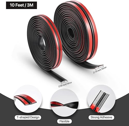 Miniatura 2 de Burlete de goma para parabrisas de automóvil, 0.555 pulgadas, tira de sellado de parabrisas en forma de T, sello de techo solar para automóvil,