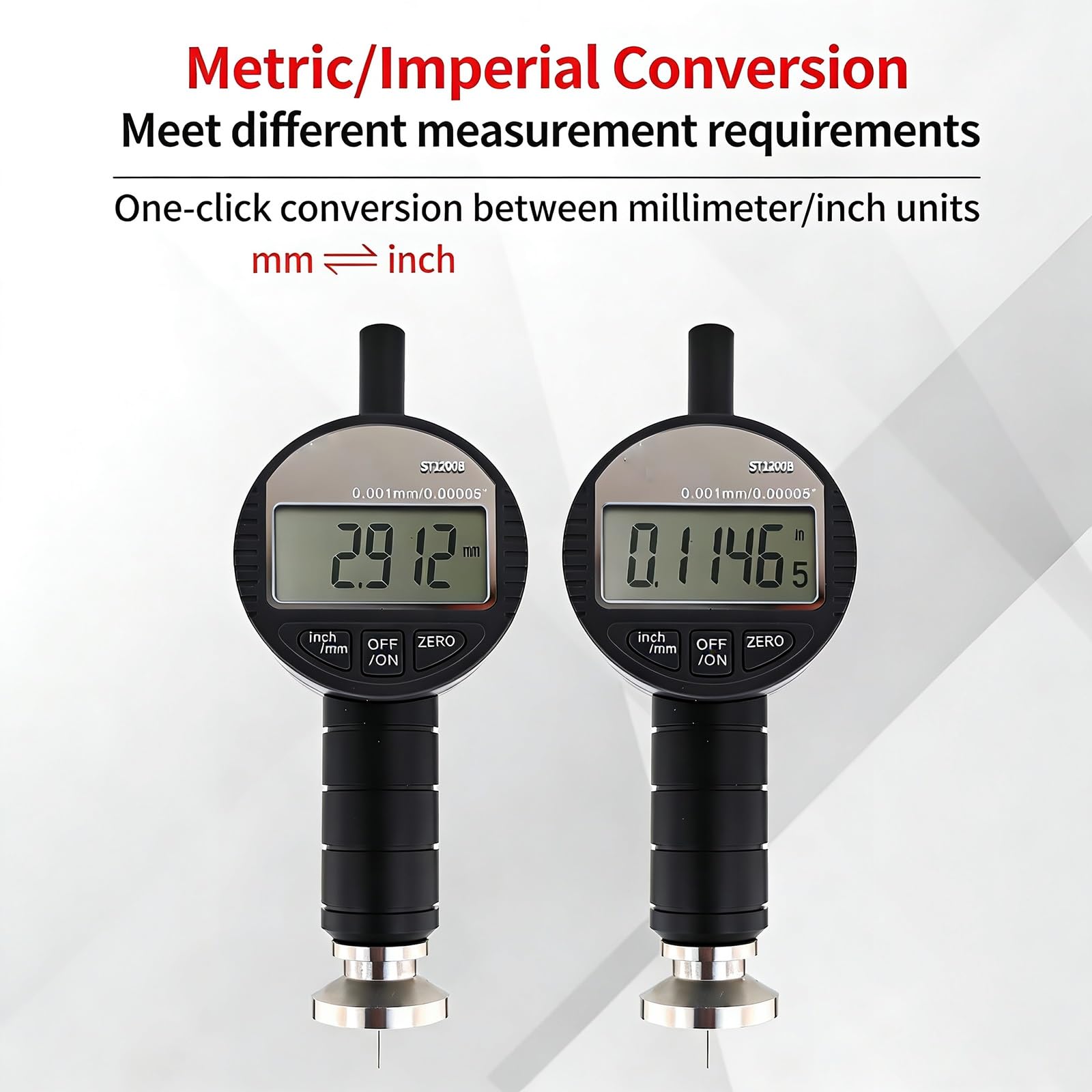 Medidor de perfil de superficie 0-6,5/9 mm, detector de suavidad de resolución de 0,001 mm para metal y madera, probador de patrón de anclaje de precisión para pulverización e impresión