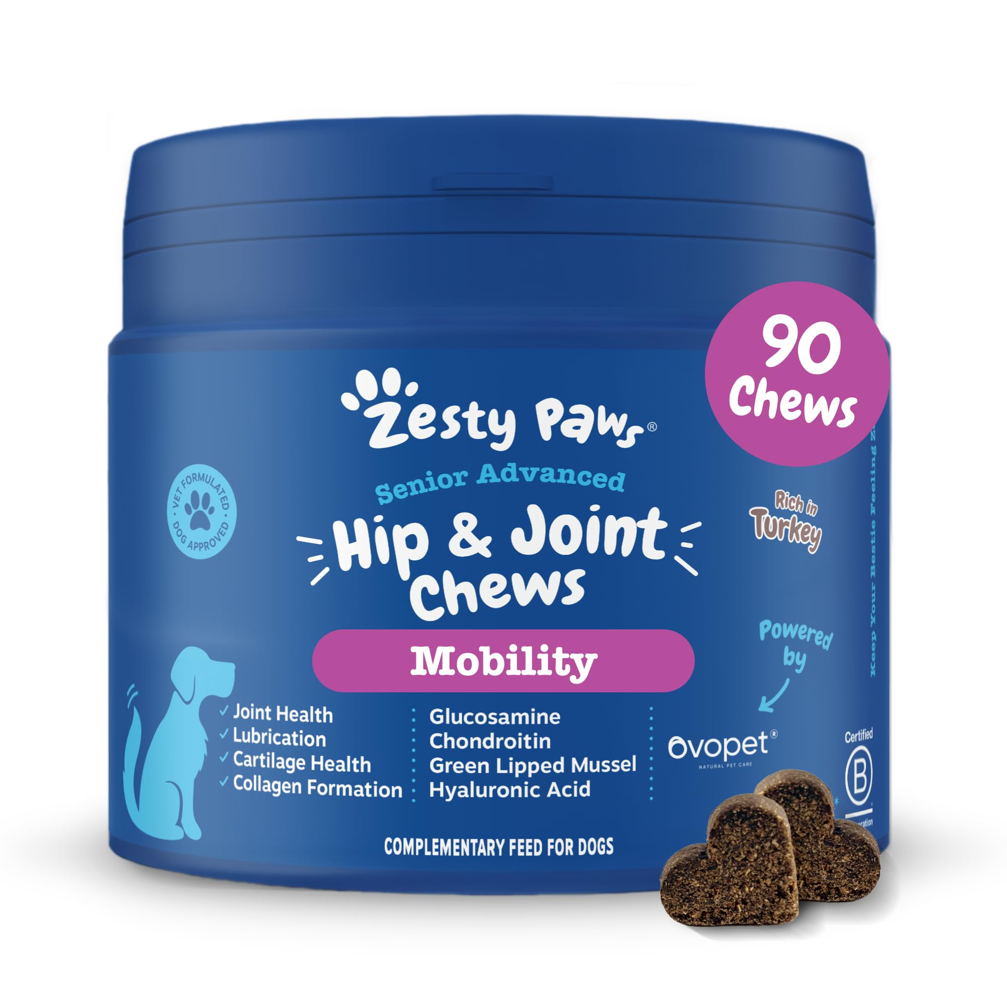 Zesty Paws Hip & Joint Chews for Dogs | Supports Joint Flexibility, Mobility, Healthy Cartilage & Helps Soothe Stiff Joints | With Glucosamine, Chondroitin, Green-Lipped Mussel | Daily Use | 90 Chews — view 7