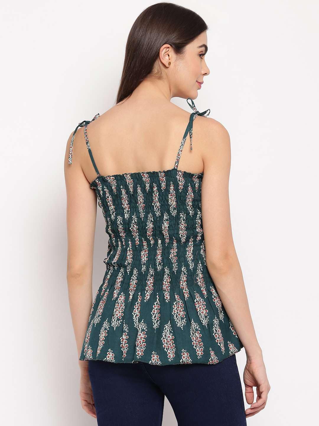Bigdave Women's Rayon Printed Casual Summer Style Tie Shoulder Straps Free Size Tank Top (Multi18)