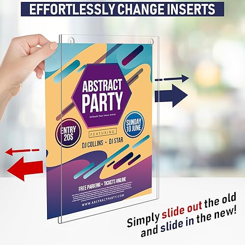 Miniatura 5 de Soporte acrílico para letreros de 8.5 x 11 pulgadas, marco transparente con múltiples opciones de montaje incluidas, marco de montaje en pared de