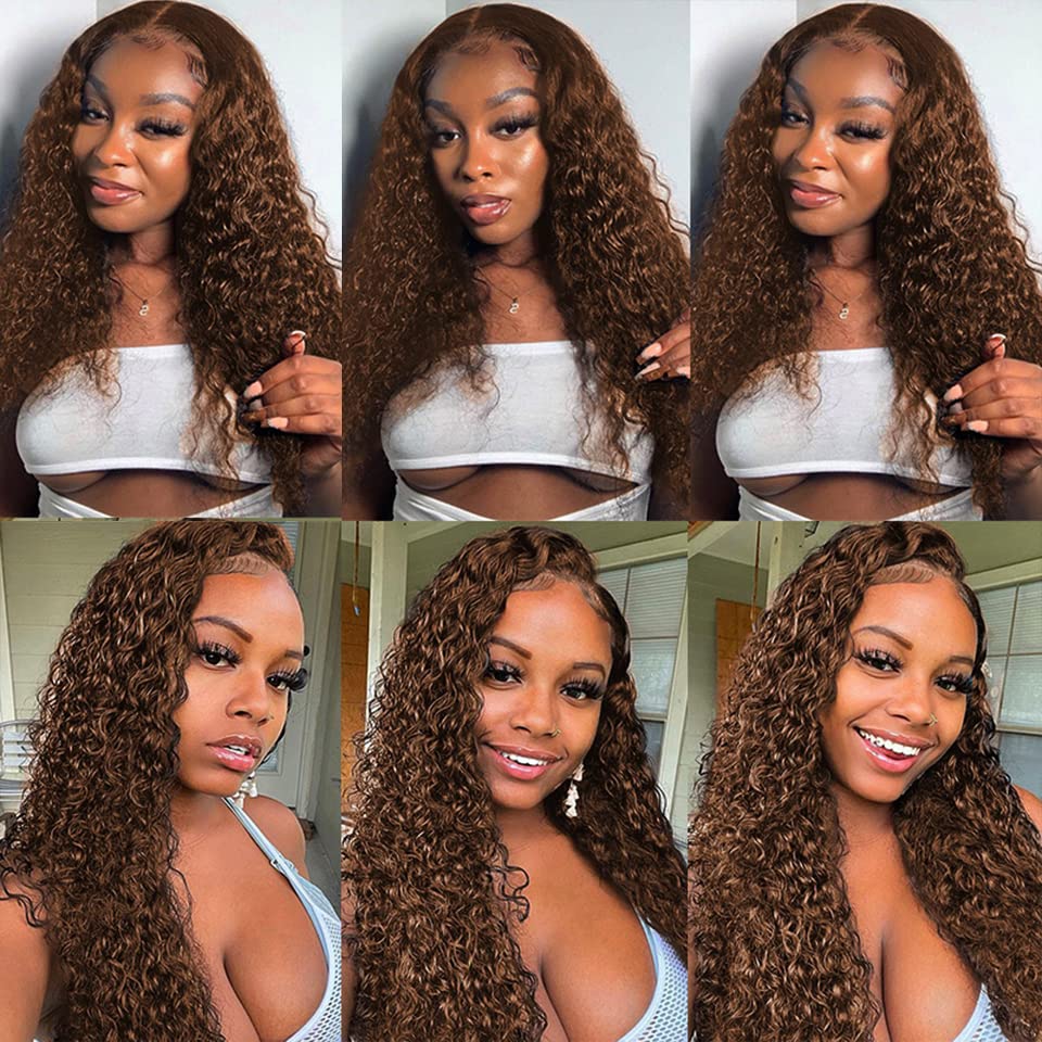 Chocolate Brown Water Wave Bundles Color #4 Human Hair Bundles 24 26 28 Inch 8A Grade Brazilian Virgin Mixed Length 3 Bundle 150g Brown Human Hair Bundle