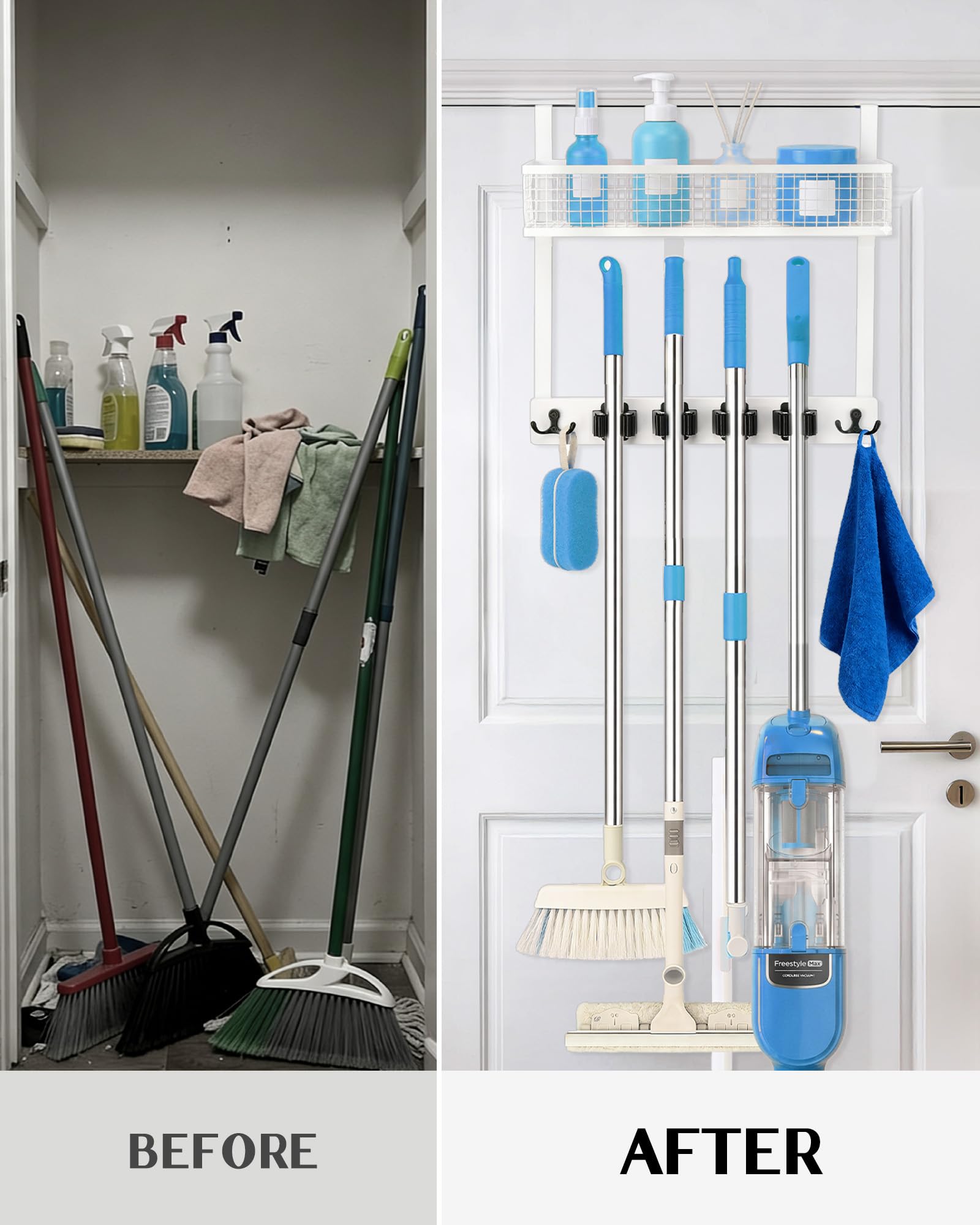 Over the Door Broom Holder - Organize Cleaning Supplies -4