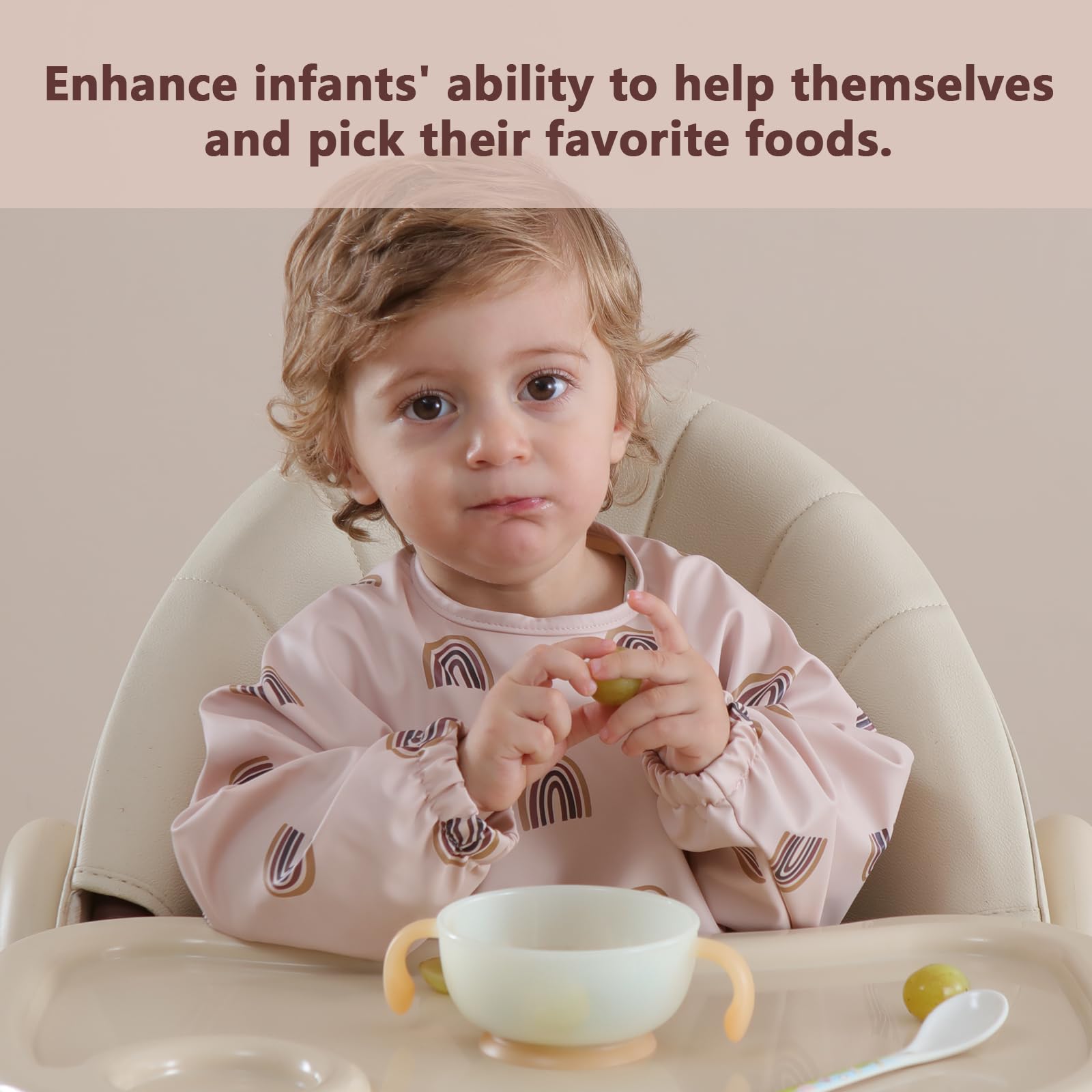 Babero con Mangas Largas - Lavable a Máquina y Resistente al Agua 6-24 Meses para Baby Led Weaning, Babero Cubrepañal para la Alimentación del Bebé