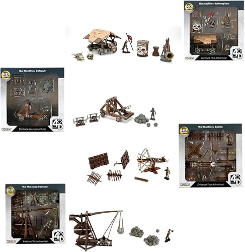WizKids Ajustes 4D Paquete de asedio Compatible con azulejos Warlock Trebuchet, Ballista, Catapult, Battering Ram Mejora el juego de rol de mesa