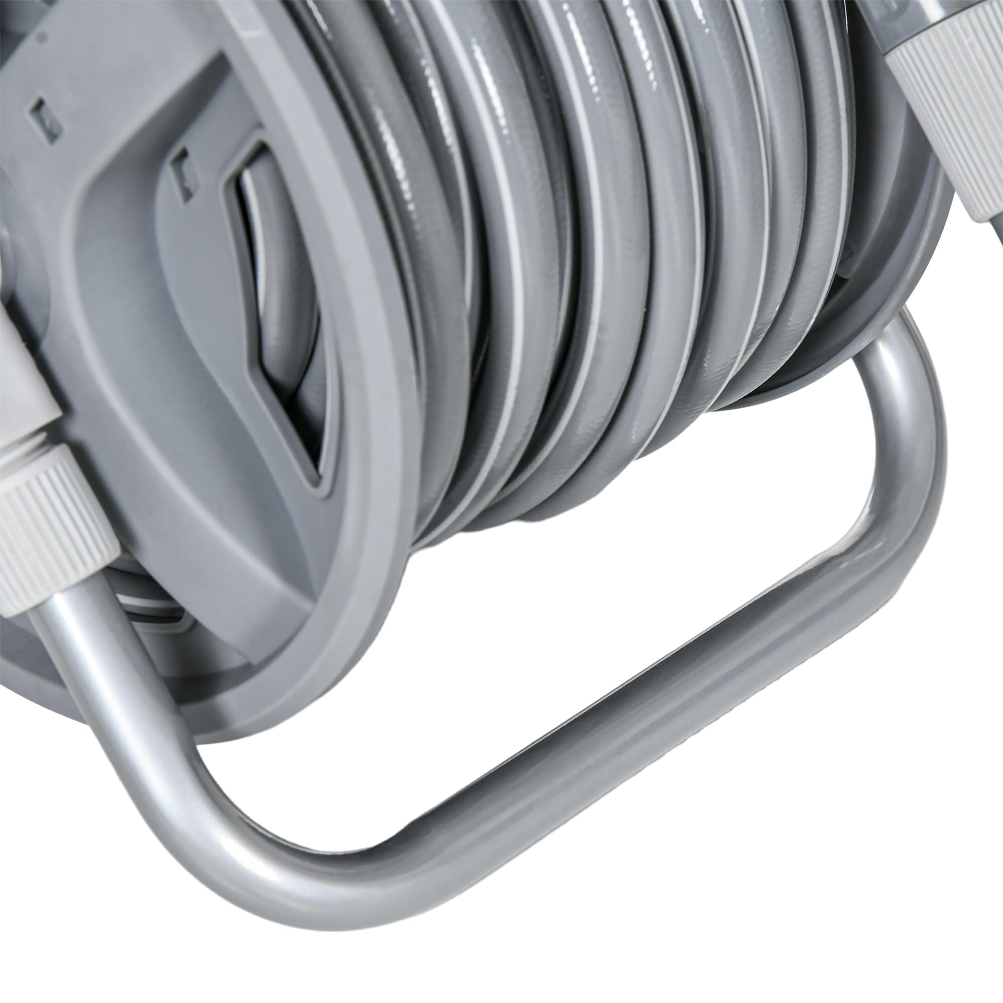 Outsunny Avvolgitubo da giardino con 20 m e tubo di ingresso da 2 m, da appoggiare o fissare a parete, ugello di spruzzatura regolabile 2 in 1