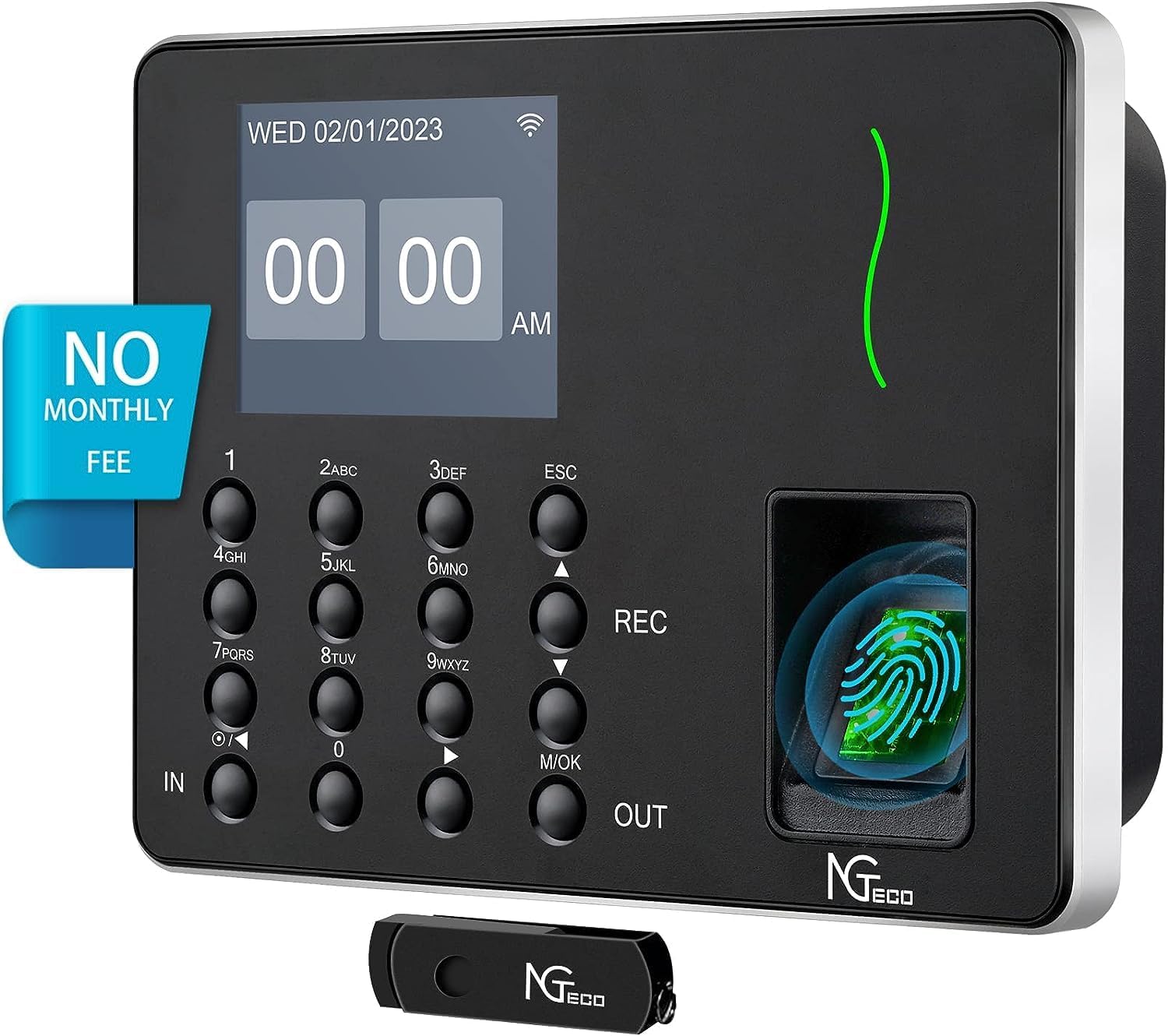 NGTecoMB1 Clock in Machine for Employees Small Business with Face, Fingerprint, RFID and PIN Punching in One, Office Time Card Machine Automatic Punch with APP for iOS Android (0 Monthly Fee)