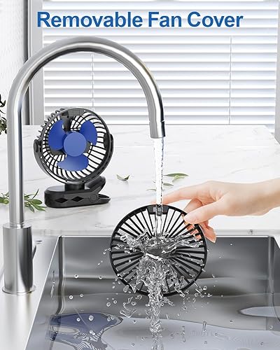 Miniatura 7 de SWEETFULL Ventilador portátil con clip, ventilador de cochecito a batería, pequeño ventilador recargable de 4000 mAh con pantalla LED, 4