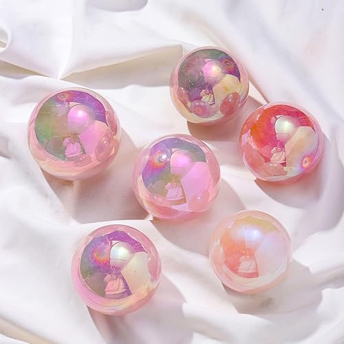 Miniatura 4 de Angel Aura - Bola de cristal de cuarzo rosa con soporte, escultura de esfera de piedra preciosa pulida de cuarzo rosa rosa natural para exhibición