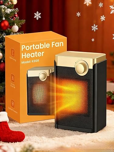 AUKUZI Chauffage d'Appoint, PTC 1500W Chauffage Soufflant, 3 Modes, Chauffage Rapide, Protection Surchauffe, Transport et Rangement Facile, Radiateur Soufflant pour Salle de Bain, Salon, Bureau - Nfj-01-orange et Noir