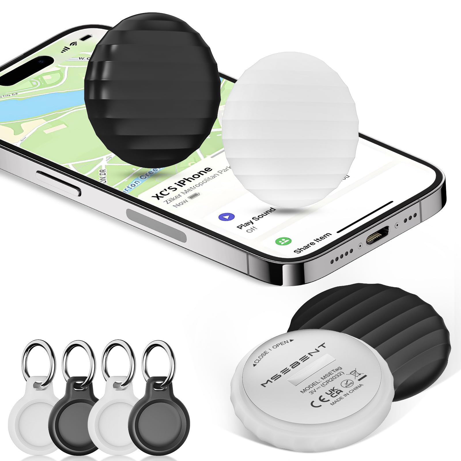 Air Tracker Tag (4 Pack) - Apple MFi Certified & IP67 Waterproof | Works with Apple Find My Network (iOS) to Track Keys, Wallet, Luggage & More