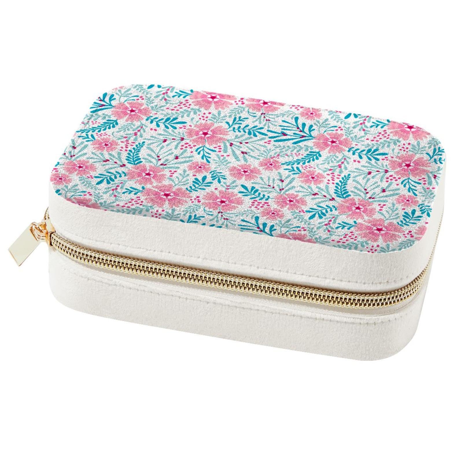 Organiseur de bijoux de voyage en fleur rose pour les déplacements