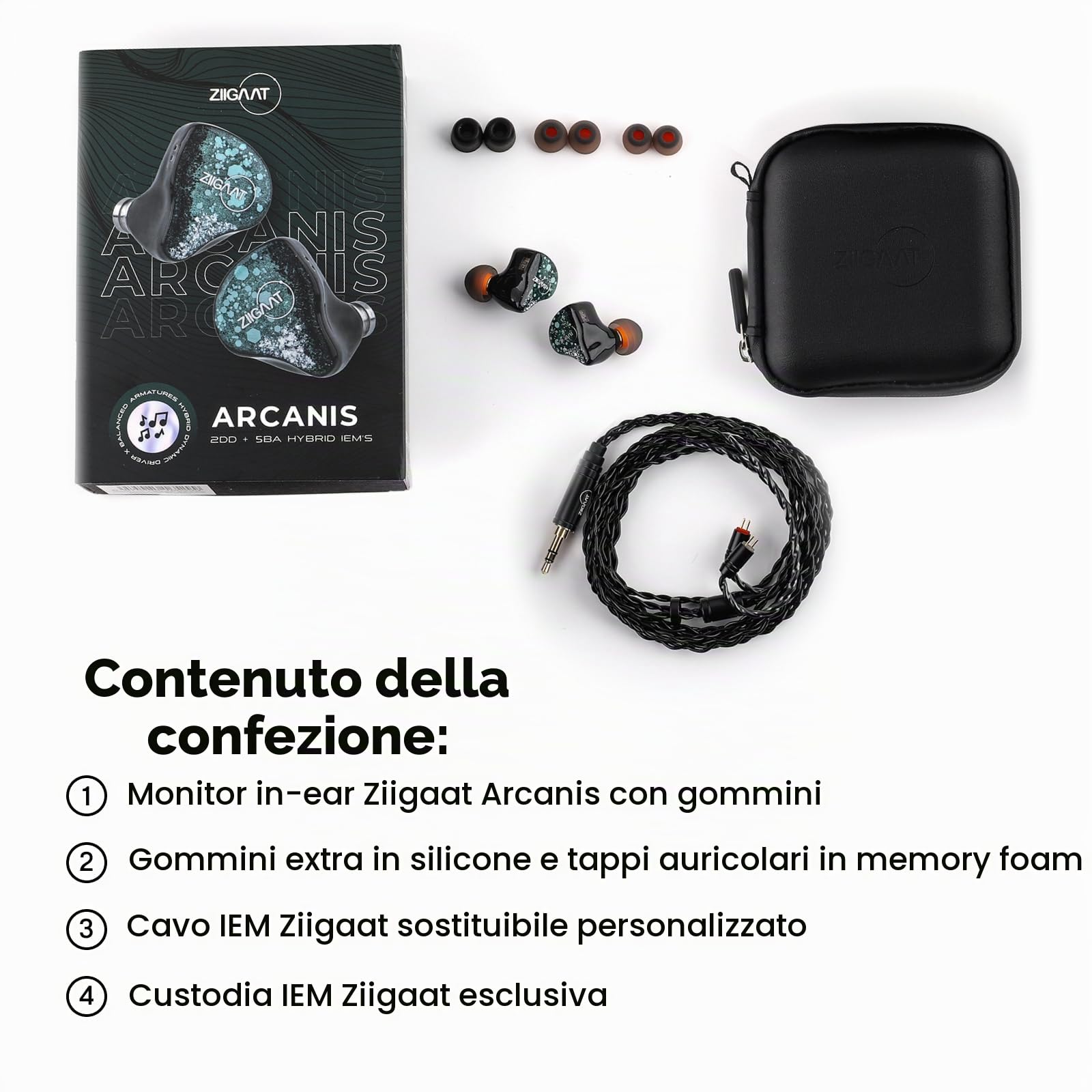 Linsoul ZiiGaat Arcanis In Ear Monitor, Cuffie IEM Ibride Professionali 2DD+5BA, Cuffie da Gaming, Cuffie HiFi con Cavo Staccabile per Musicisti Audiofili