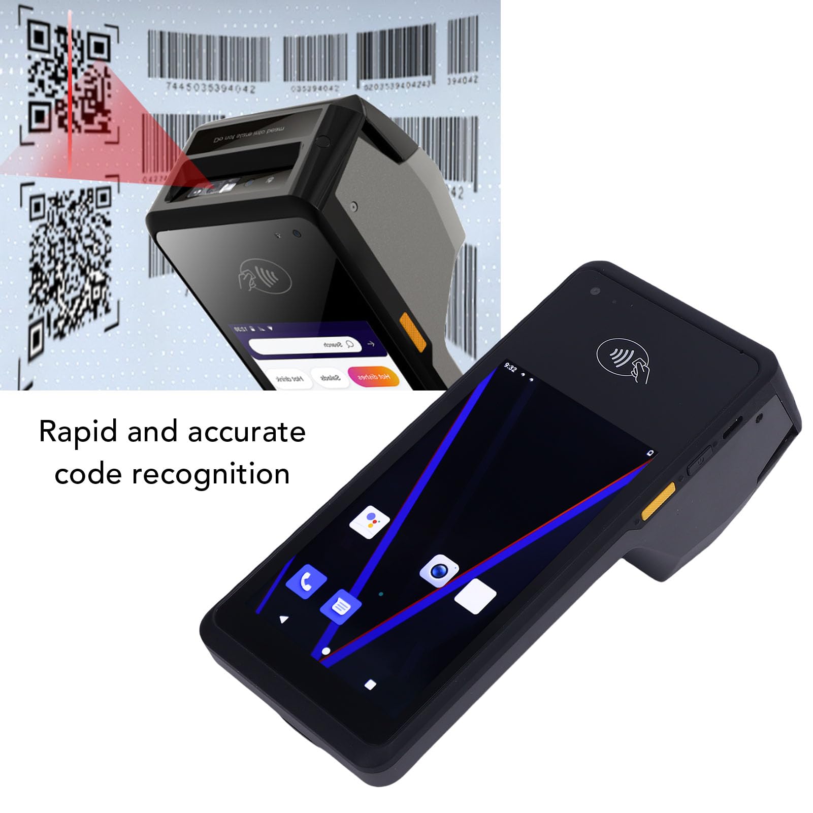 Escáner de Código de Barras, Terminal Móvil de Pantalla Táctil de 5 Pulgadas para Android 11, Impresora PDA de Mano de 58 Mm, Captura de Datos de Código de Barras 1d 2D, BT5.0,