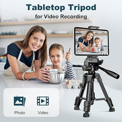 Miniatura 6 de JOILCAN Mini trípode para cámara, trípode para cámara de mesa de 25 pulgadas, trípode de viaje portátil con soporte para teléfono y tableta,