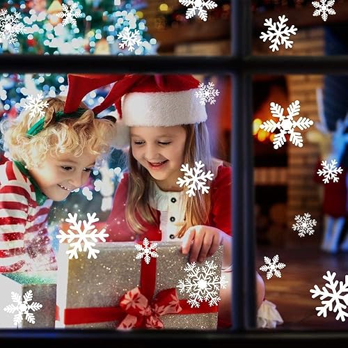Miniatura 2 de Adhesivos de Navidad para ventana, 192 calcomanías de Navidad para vidrio, copos de nieve de Navidad, renos de Papá Noel, para fiestas de Navidad,