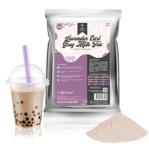 Lavender Earl Grey Milk Tea Premium Bubble Tea Powder (1 kg), 33 Servings - Make Bubble Tea at Home - Ideal for Frappes, Coffee, Boba Tea, Milkshakes - Gluten Free, Halal Certified