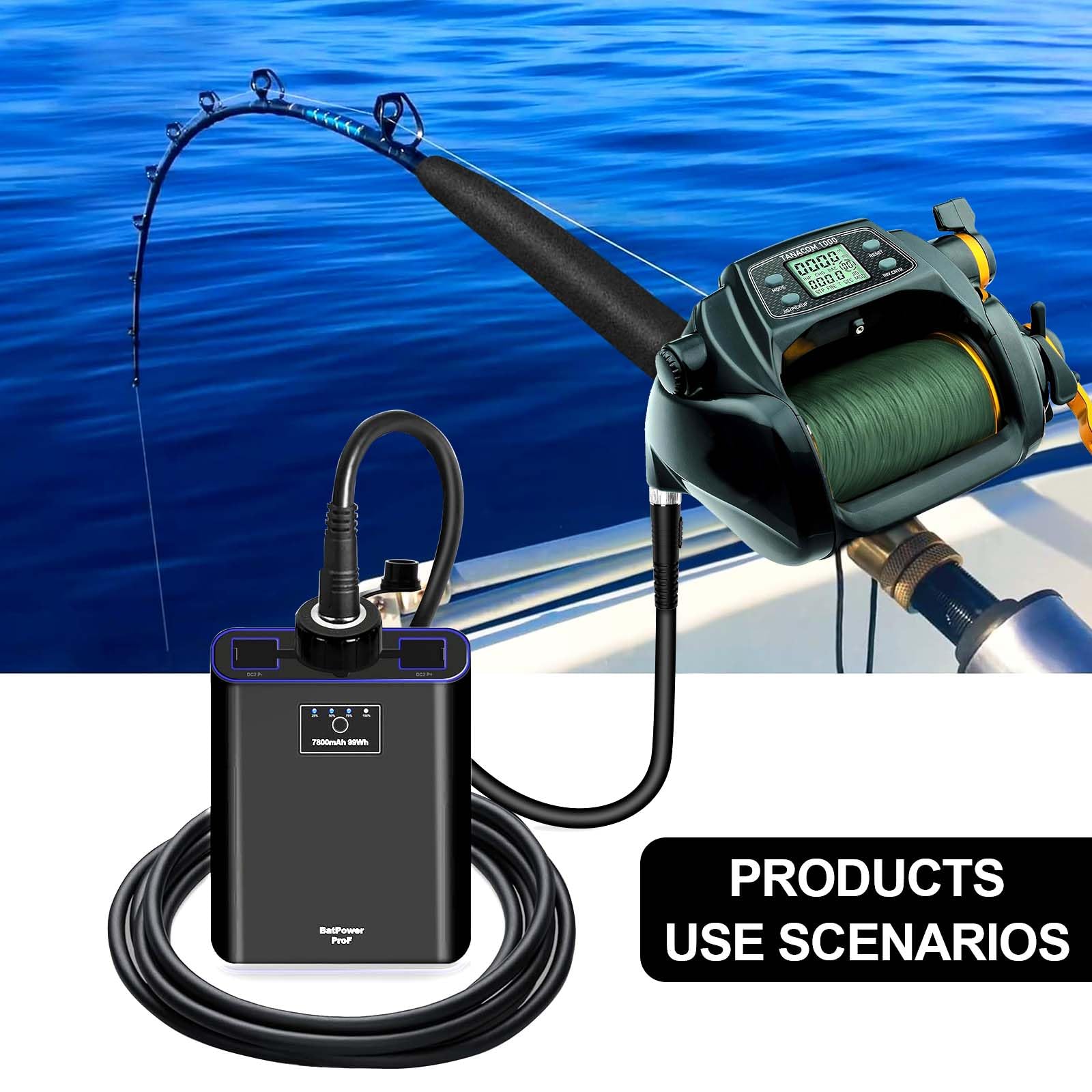 Cavo Batteria Per Mulinello Da Pesca Elettrico 45 Cm In PVC, Compatibile Con Daiwa Tanacom, Seaborg, Shimano Beastmaster E Altri