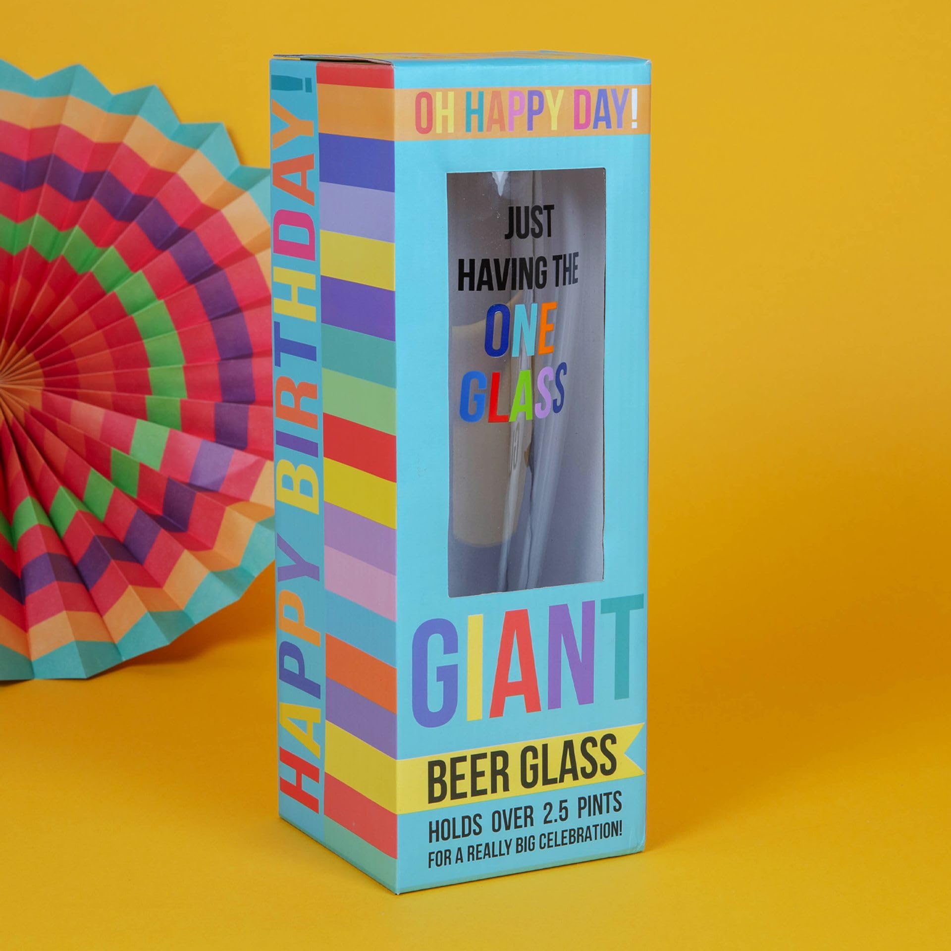 Widdop and CoBirthday Giant Beer Glass Oh Happy Day! Range - Just Having The One Glass Gigantic 2.5 Pint Glass