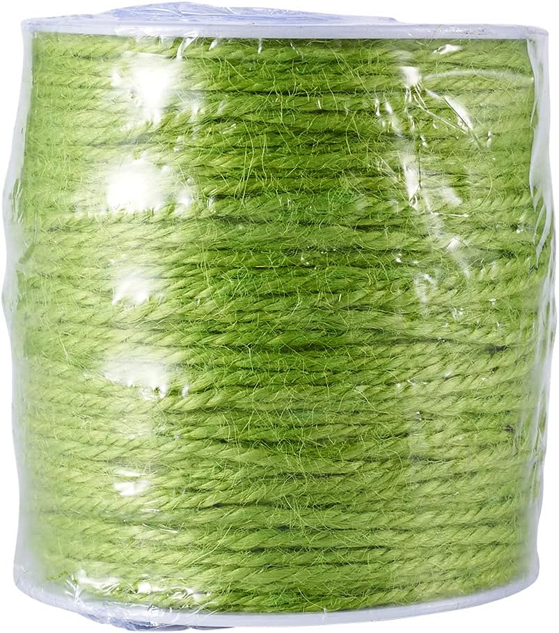 1 Roll 2mm Jute Cord 3-Ply Jute String Thread Twine Gift Wrapping Gift Tags Jars Bottle Vases Decorations Photo Frame Garden Home Decor DIY Handmade Crafts Supplies 109.36 yds (100m) (Grass Green)