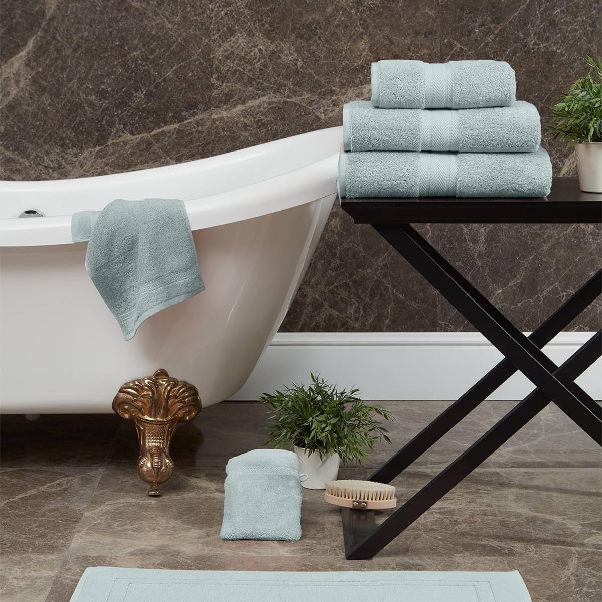 Serviette De Toilette Luxury 550 G/m² - 50x100 Cm - Coton Ultra-doux - Bleu Arctic - 3