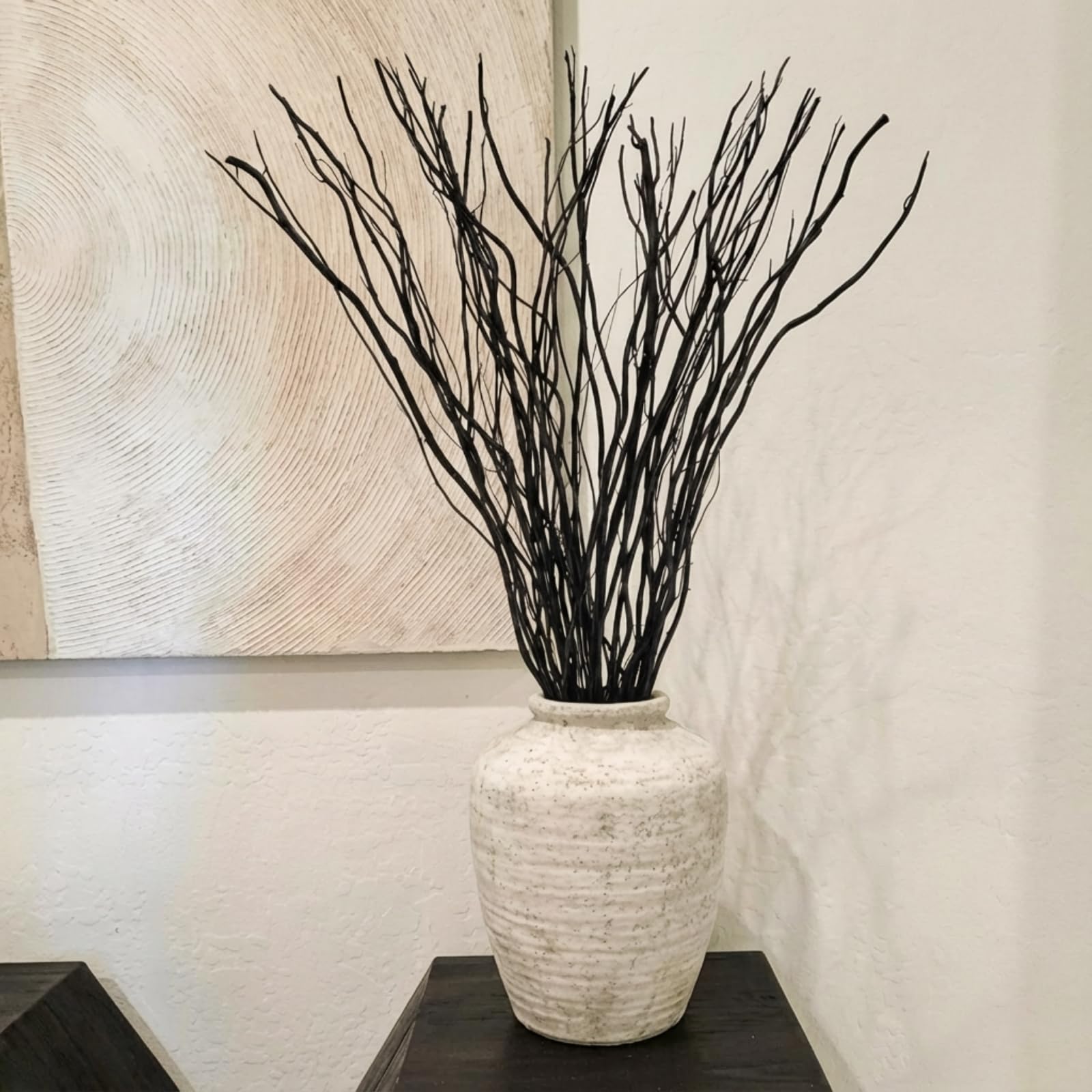 Saule séché bouclé noir pour décoration de table de Noël chic