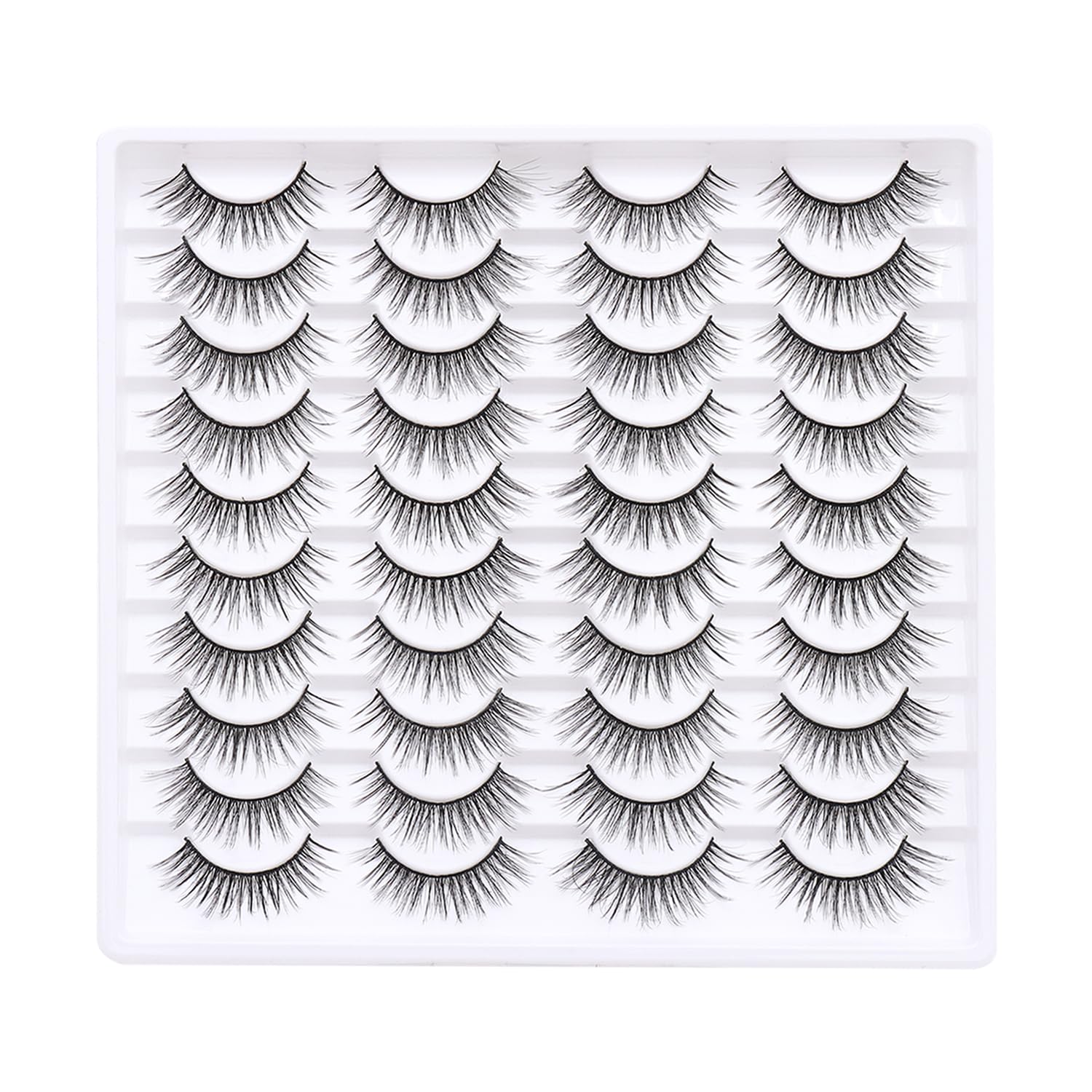 Azenlo False Eyelashes 20 Pairs Wispy Lashes Faux Mink Lashes 14mm 3D Fluffy Cat Eye Lashes （style 20-058)