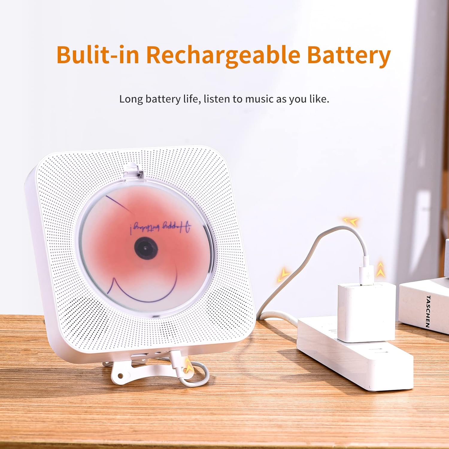 Rechargeable Cute CD Player with Blutooth 5.0; Portable Music Player for Home Decor; Remote Control; Support AUX in Cable&USB; HiFi Bluetooth Player