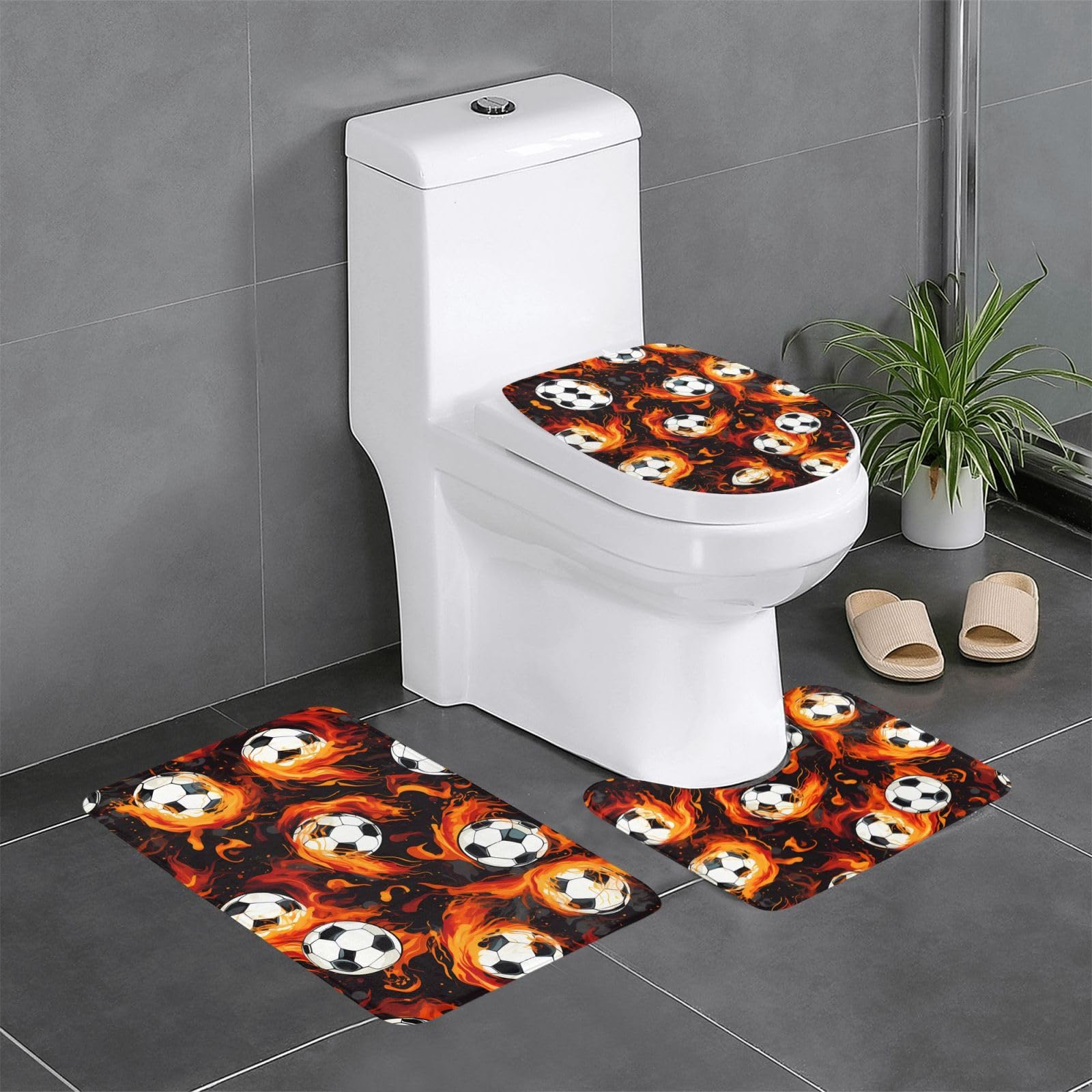 Tapis de salle de bain de football antidérapants pour WC et coiffeuse
