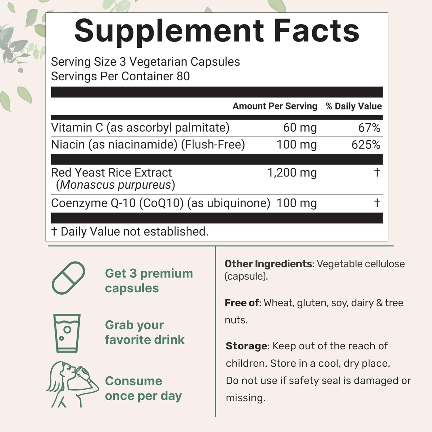 Micro Ingredients Red Yeast Rice with CoQ10 1200mg, 240 Veggie Capsules | Cholesterol Support & Heart Health Supplements* | 4-in-1 with Flush Free Niacin & Fat Soluble Vitamin C | Filler Free, Non-GMO