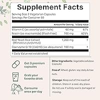 Vista 2 de Arroz de levadura roja de 1,200 mg con CoQ10 100 mg, 240 cápsulas vegetales 4 en 1 con niacina libre de rubor y vitamina C soluble en grasa