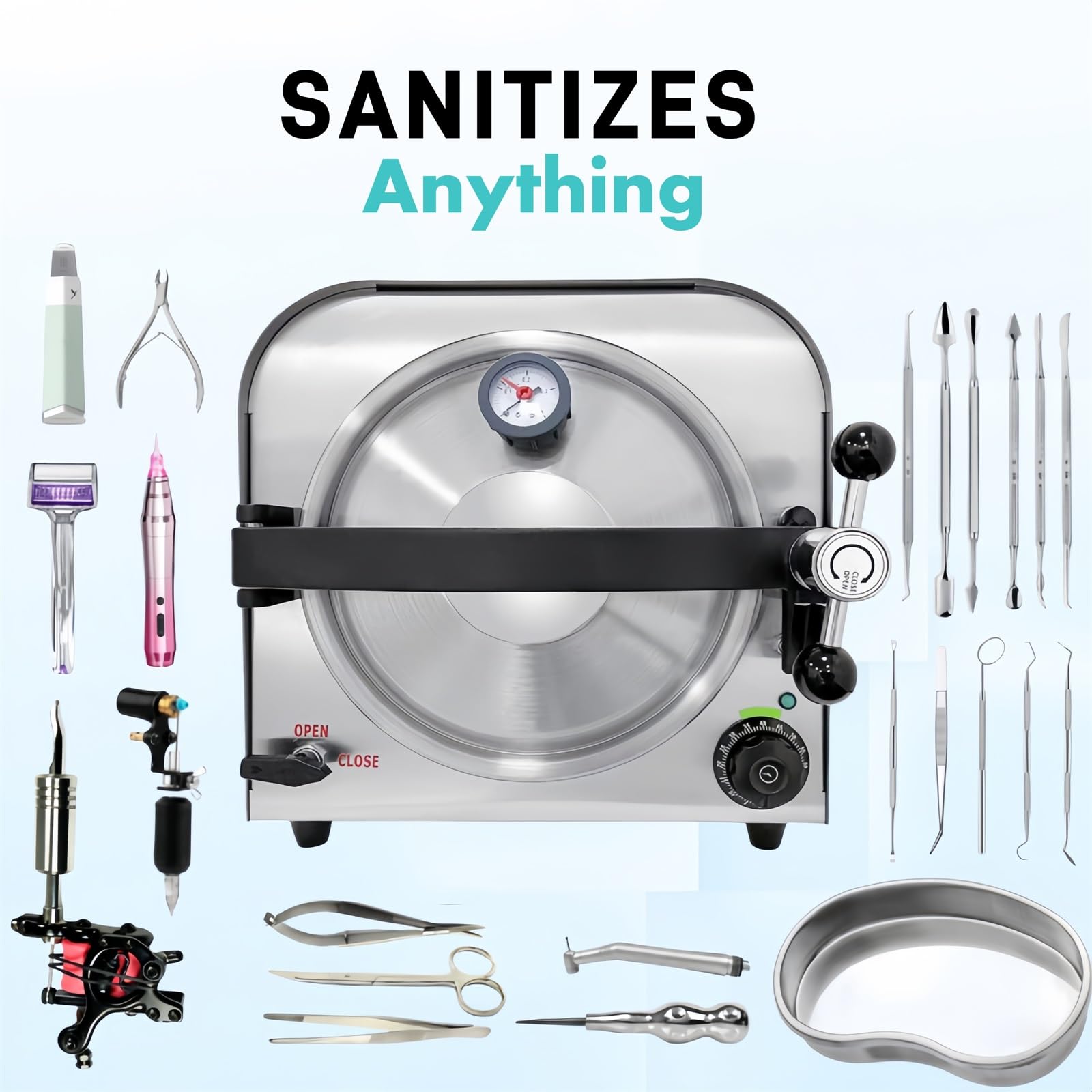 KANBUN Esterilizadores de Autoclave, máquina de Autoclave de Laboratorio 14L, esterilizante de esterilizador de 900 W esterilizadores de esterilización Autoclave, esterilizadores de Autoclave para
