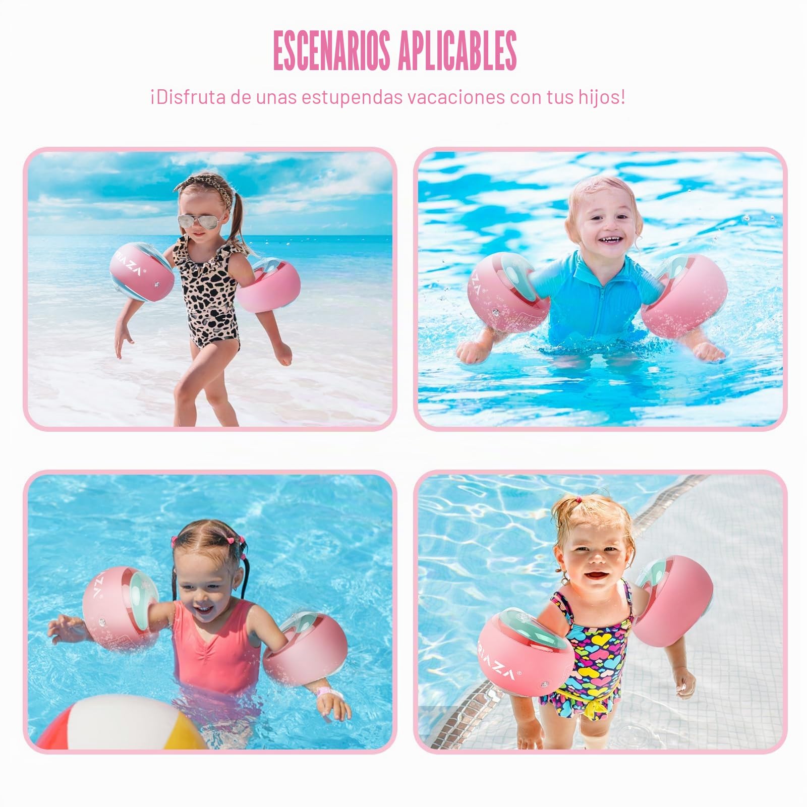 LOOWARTS Manguitos Piscina Adecuado para Niños de 2 a 6 años, Natación Inflable Manguitos Bebe, 2 Pcs Boias para Bebe Adecuado para Niños Que pesen Entre 15-25 kg.