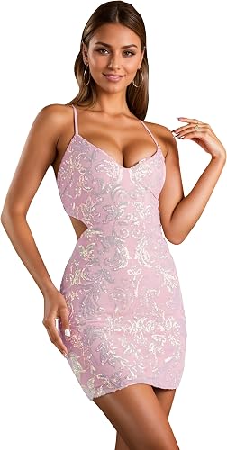 CUTUBLY Women's Sequin Bodycon Mini Dress for 2026 Homecoming Prom,Bachelorette,