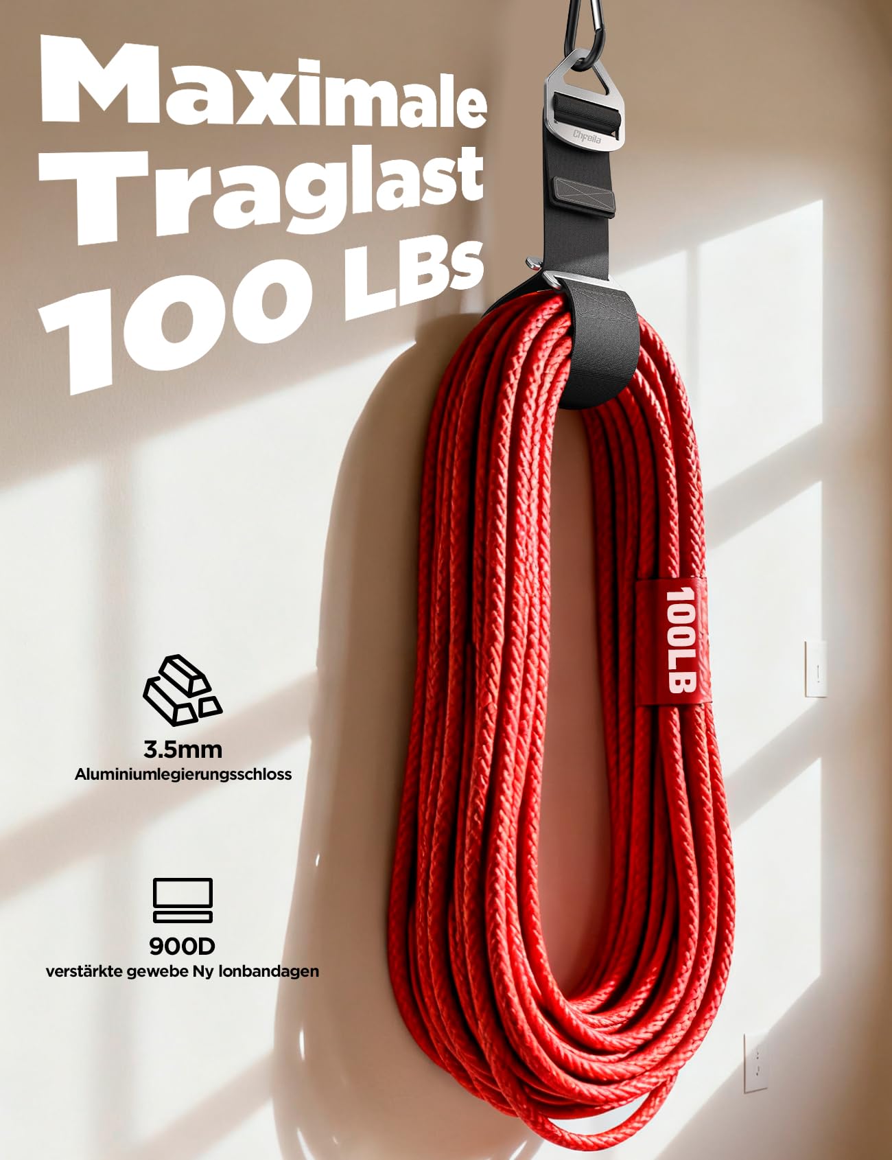 4er-Pack [Einhandbedienung/Schwerkraftspannung] Verlängerungskabel-Organizer, Verstellbarer Schlauch, Seil, Kabel Organisation und Aufbewahrung für Garage, Werkstatt, Wohnmobil, Geschenkset für Männer