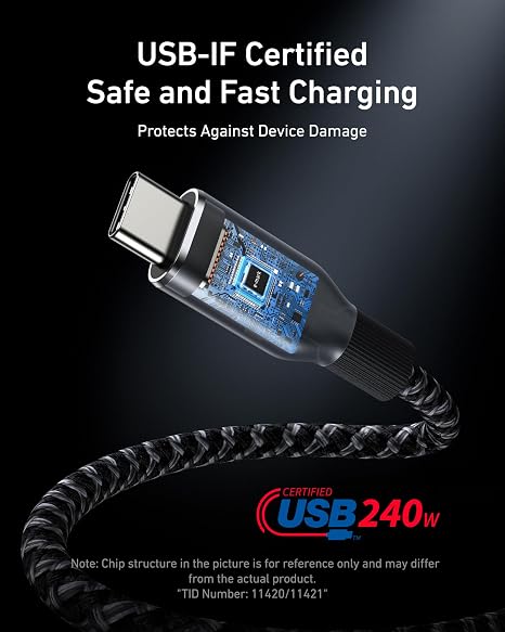 Anker Prime USB C to USB C Cable, 240W Fast Charging Cord, Upcycled-Braided Nylon with 100-Year Bend Durability for iPhone 17 Series, MacBook, Galaxy S24(1 FT)