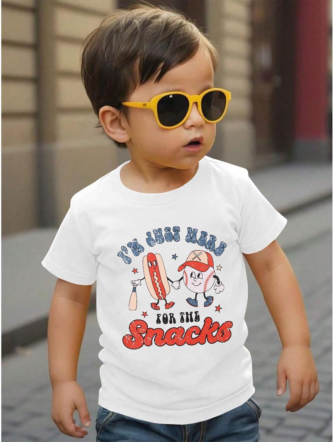 IZYJOY Baseball Shirt Toddler Boy I'm Just Here for The Snacks T-Shirt Baseball Fans Tee Game Day Short Sleeve Summer Tops - Image 3