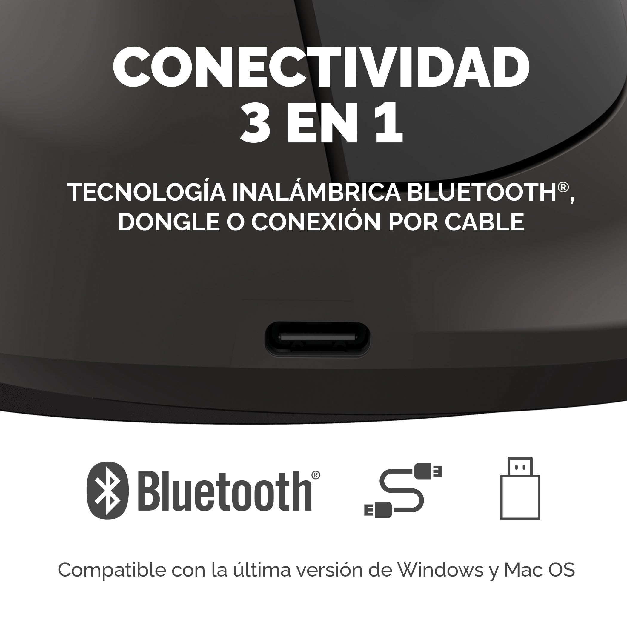 Fellowes Ratón Vertical Ergonómico Breyta Plus Mediano para Zurdos – Bluetooth inalámbrico, dongle inalámbrico o Cable, Contenido Reciclado, protección antimicrobiana Microban, batería Recargable