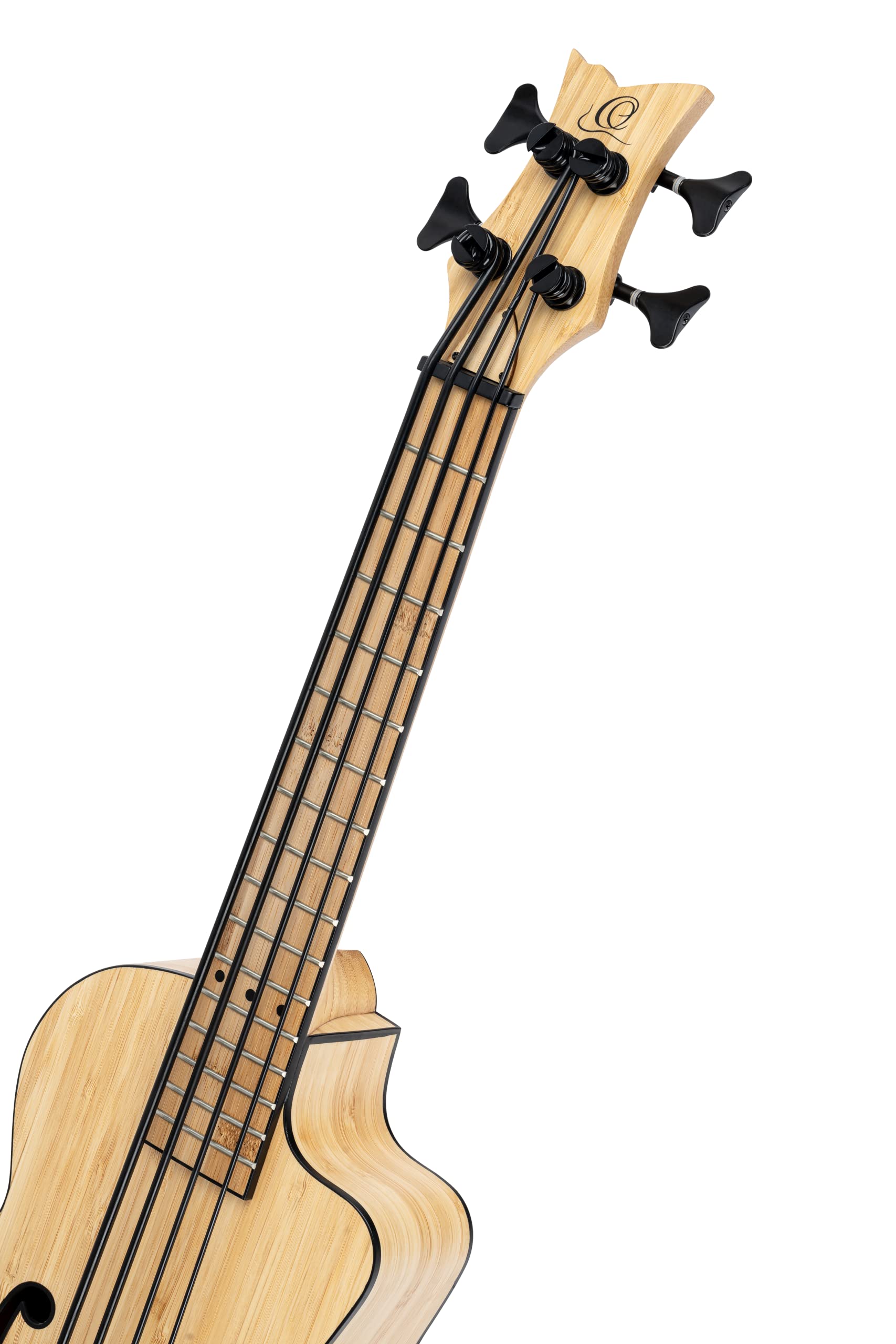 Ortega Guitars Bass Ukulele Elektro-Akustisch – F-Schallloch – Bamboo Series – Inklusive Gig Bag – Massiver Bambus, Natur (RUNAB-UB)