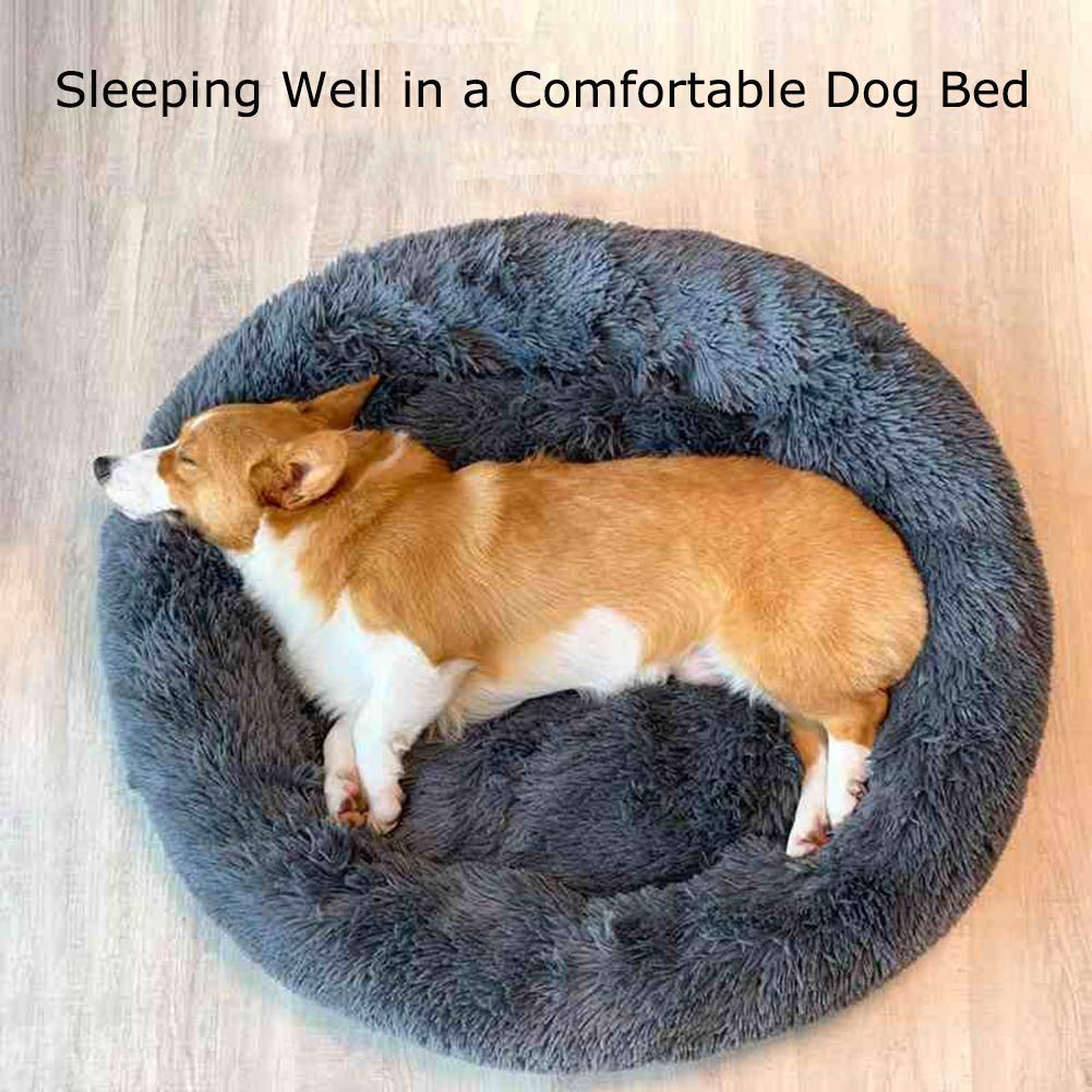 Yuly Rundes Flauschiges Katzenbett/Hundebett – Waschbar, Donut-Form, Größen S Bis XXL