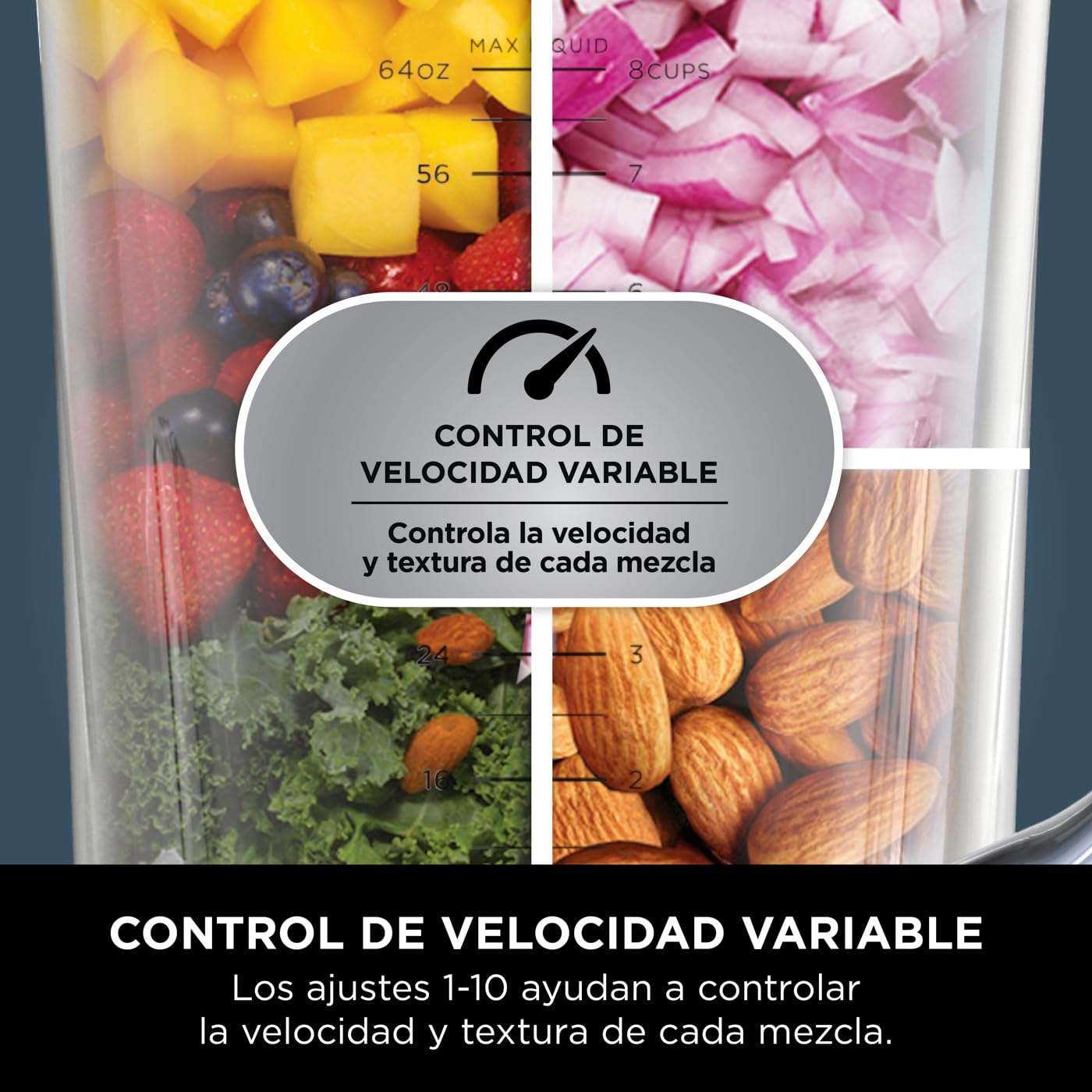 Ninja Detect Power Pro, Batidora 2 en 1, 1200W, Negro, TB301EU | Con Jarra de 2L (Capacidad Máx. 1900Ml) y 2 Vasos, para Smoothies, Picar Verduras y Mezclar Bebidas Congeladas