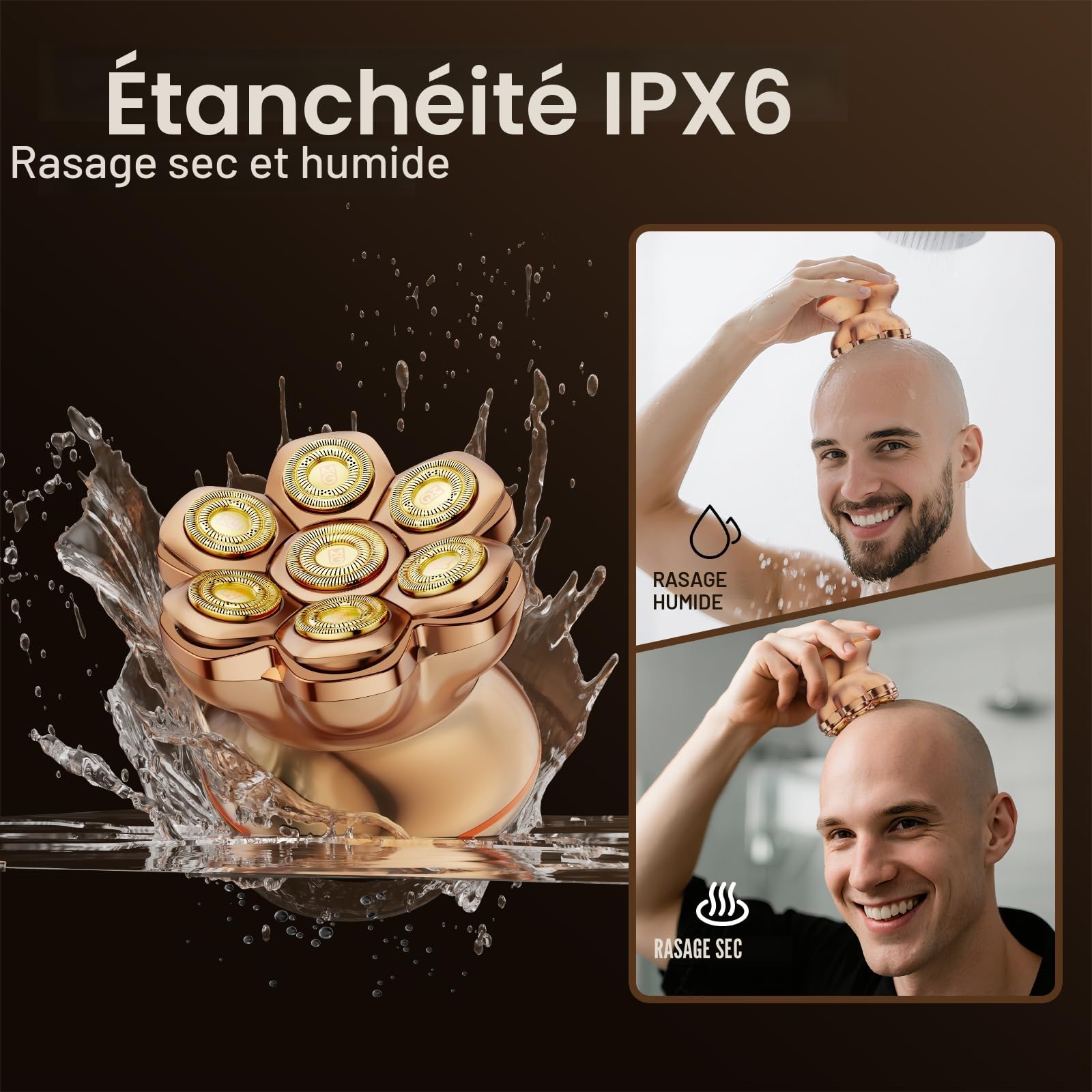 MAXGROOM® PRO Rasoir Tete Chauve Homme,2025 Rasoir Crane,Tondeuse Crâne,Cadeau Homme pour Papa et Mari,Lames en Titane,1400mAh,Autonomie de 140 minutes,8800RPM,Augmentation de 55%