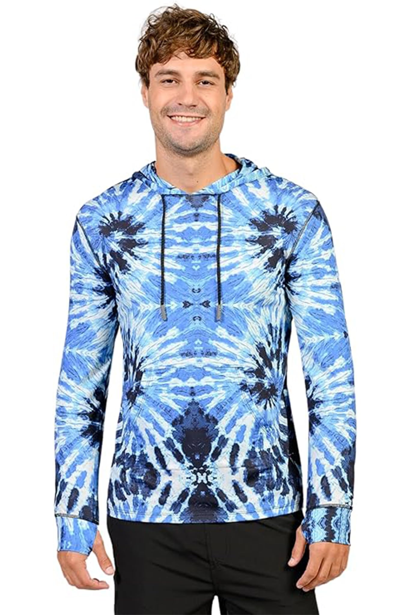 INGEARMen's Performance UPF 50+ UV/Sun Protection Hoodie T-Shirt Long Sleeve with Pockets SPF Shirt Running Hiking Shirt