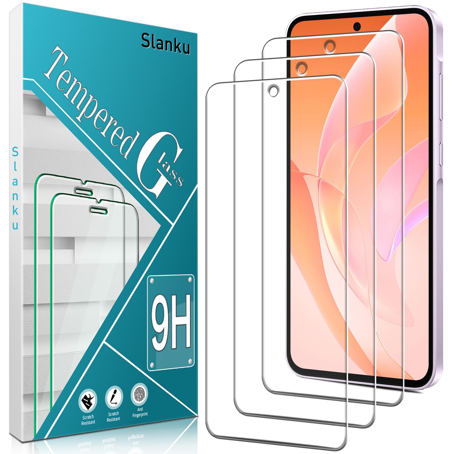 Slanku [3 Pack Screen Protector for Samsung Galaxy A36 5G Tempered Glass Film, Anti Scratch, HD Clear, Case Friendly, Touch Sensitive, Bubble-Free