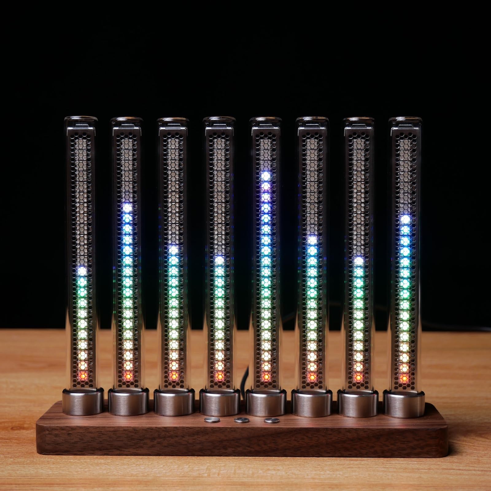 TsoLay Music Rhythm Recognition Light, LED Music Spectrum Pickup Meter with 8 Nixie Tubes, Wood Base, 41 Spectrum Display Modes Sound Pickup Rhythm Lamp, for Desktop, Studio, Gaming Room