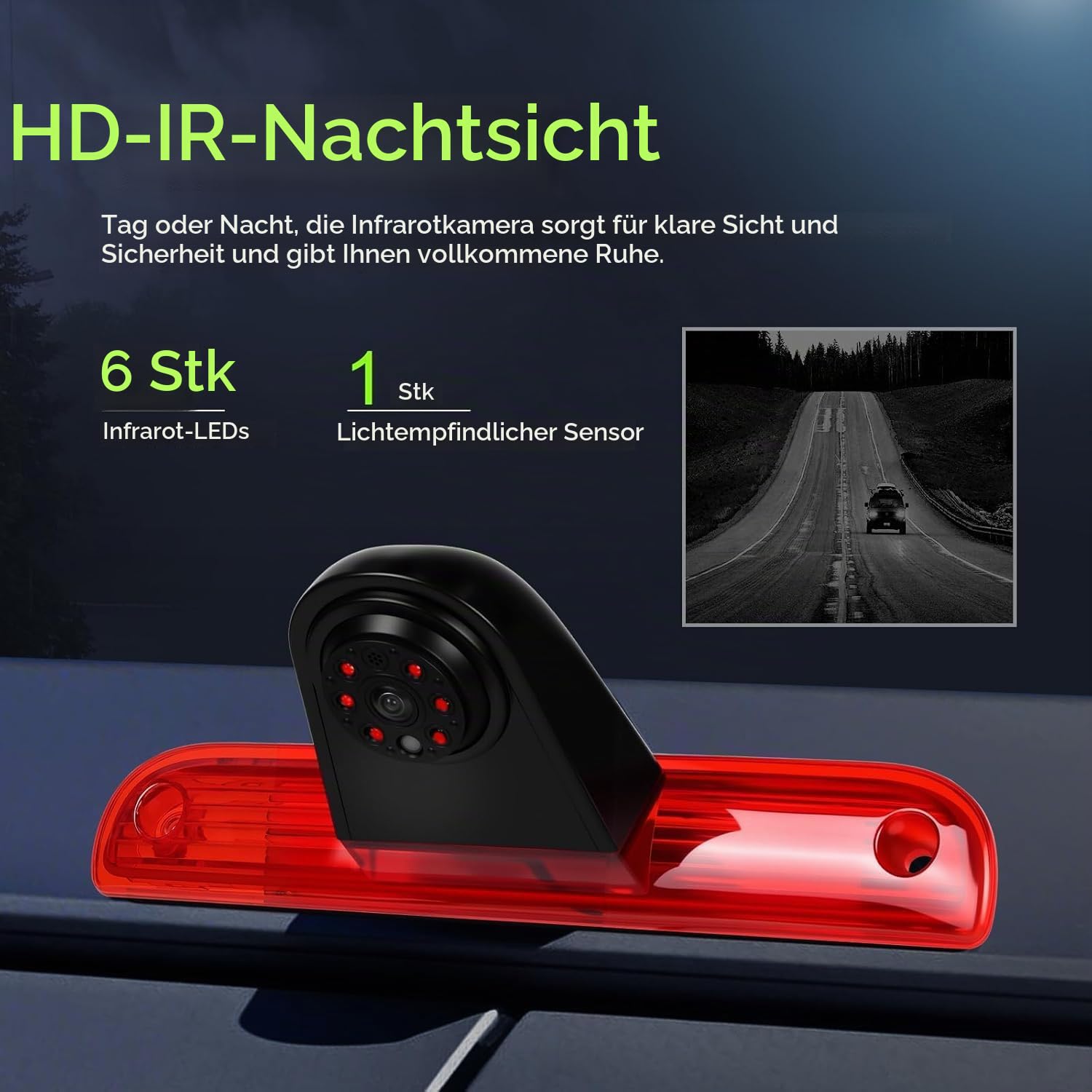 CAMECHO Bremsleuchte Rückfahrkamera HD Nachtsicht IP67 Wasserdichter Kamera für FIAT Ducato Peugeot Boxer 2006-2018 Dritte Bremslicht mit Weitwinkel 140°, 12V, 10M kabelgebundene Verbindung