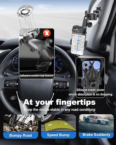 Miniatura 3 de Soporte de teléfono para camión para un mango de agarre de pilar antivibración Clip de soporte de teléfono de brazo ajustable de metal para