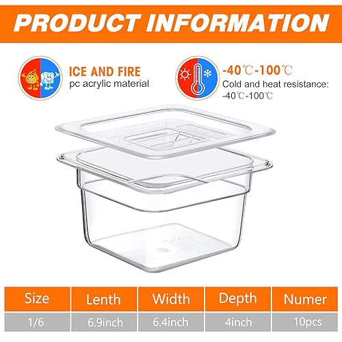 Miniatura 3 de Sieral 10 recipientes de alimentos de tamaño 16 con tapas, transparentes apilables para organización de comidas, para organización de