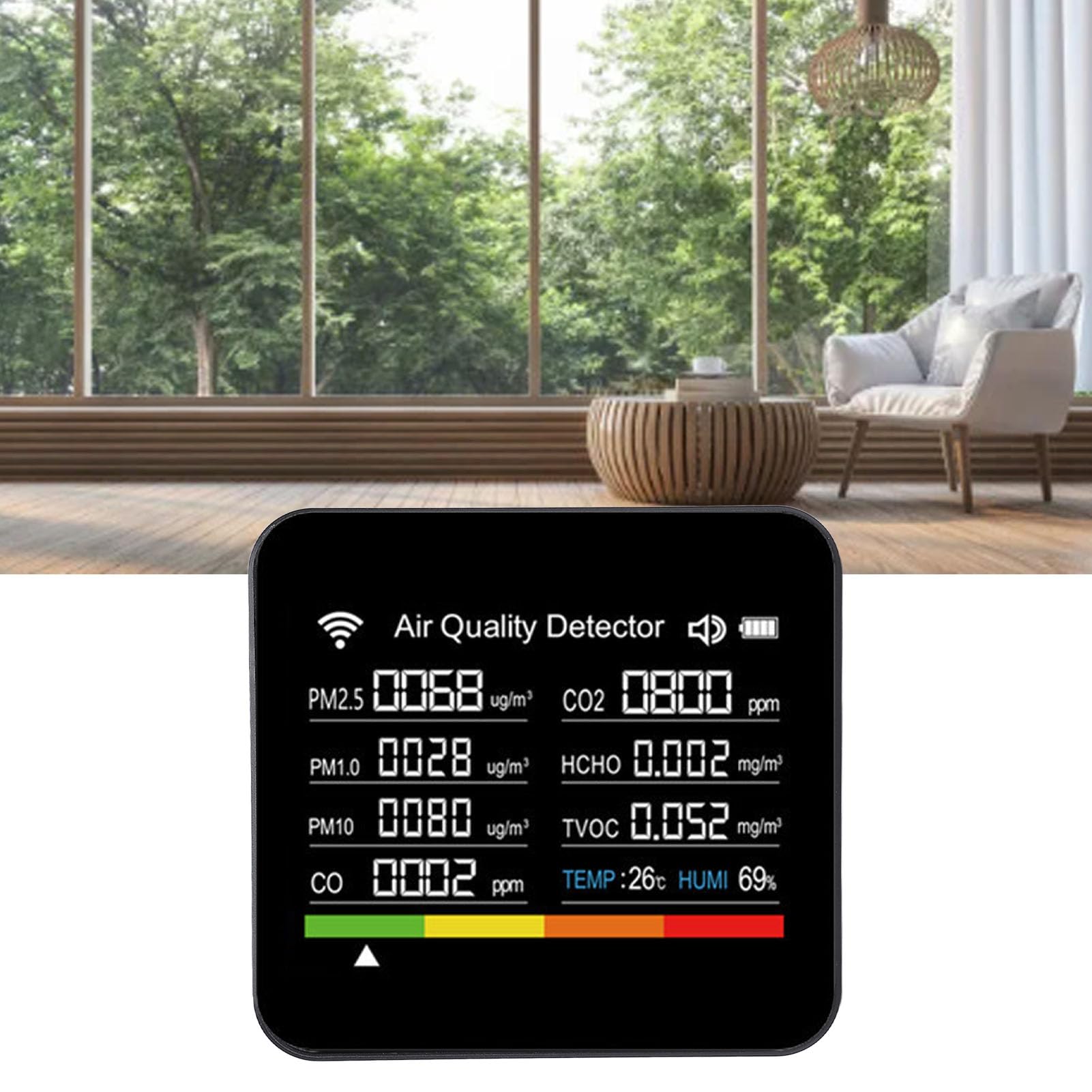 Srliya Medidor de Calidad del Aire WiFi Interior con 14 Funciones para la