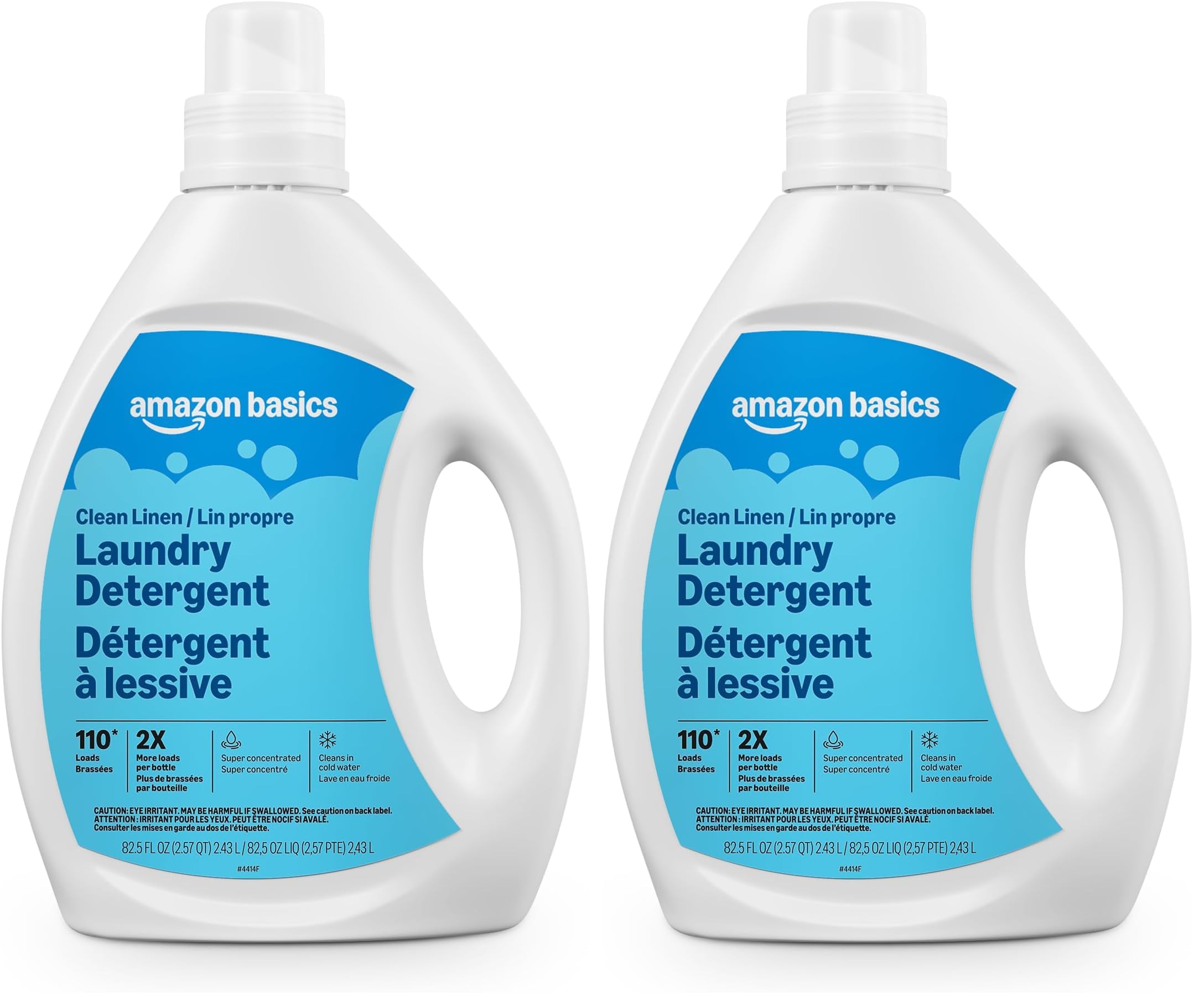 Amazon Basics Laundry Detergent Liquid, Concentrated, Clean Linen, 110 Loads, 82.5 Fl Oz, Pack of 2 (Previously Solimo)